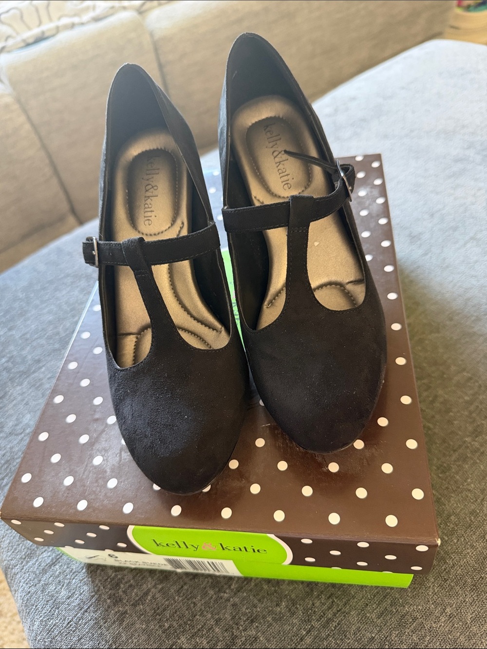 Kelly & Katie Black T-Strap Dress Shoes